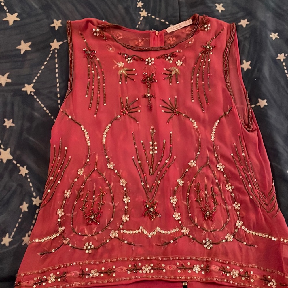 magenta beaded top